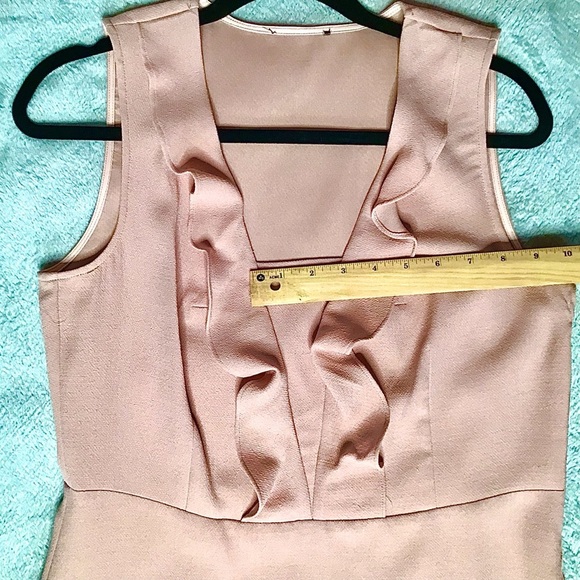 Chic Ruffled Dusty Rose Peach Sleeveless Dress for Simple Elegance US8 - Picture 7 of 10